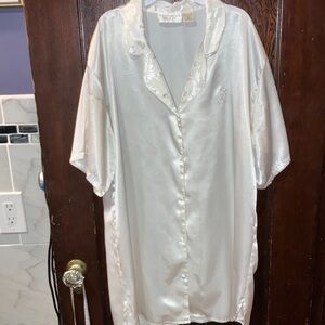 Victoria's Secret Vintage Satiny Ivory Button-Front Chemise